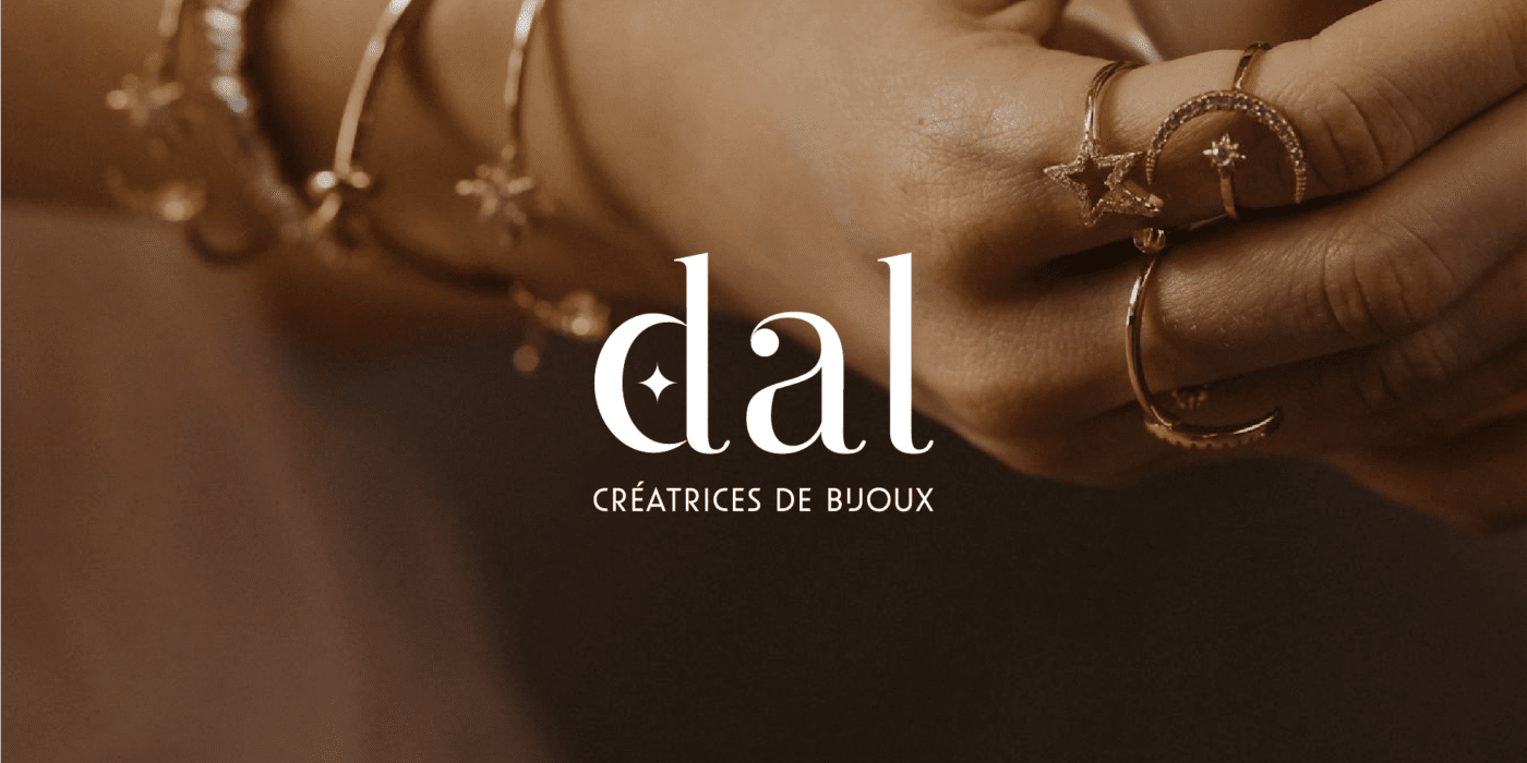 Projet de création d'identité visuelle pour DAL, une marque de bijoux en or éco-responsable