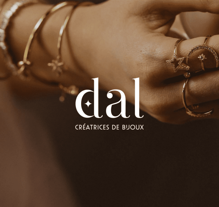 Projet de création d'identité visuelle pour DAL, une marque de bijoux en or éco-responsable