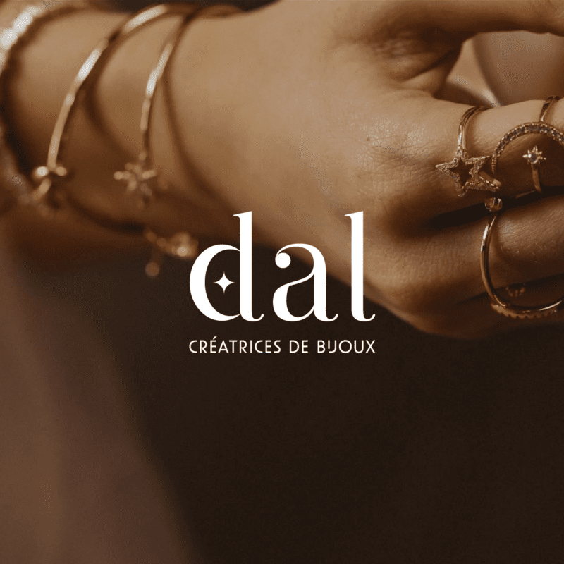 Projet de création d'identité visuelle pour DAL, une marque de bijoux en or éco-responsable